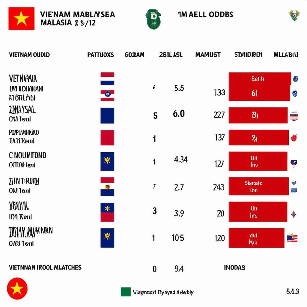 Biểu đồ thống kê kèo Việt Nam - Malaysia