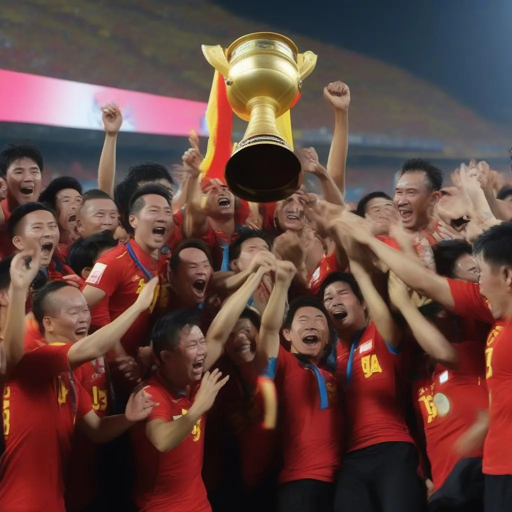 Hình ảnh đội tuyển Việt Nam nâng cúp vô địch AFF Suzuki Cup 2018