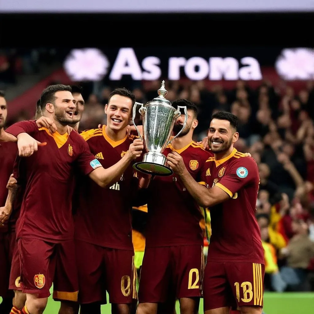 AS Roma Players Celebrate Championship