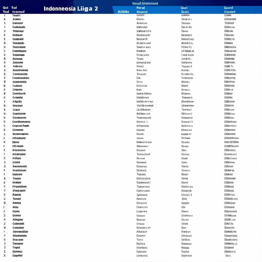 Bảng xếp hạng Indonesia Liga 2