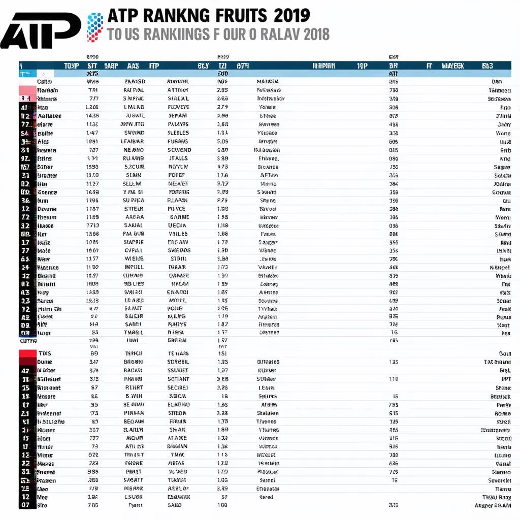 Bảng xếp hạng ATP 2019