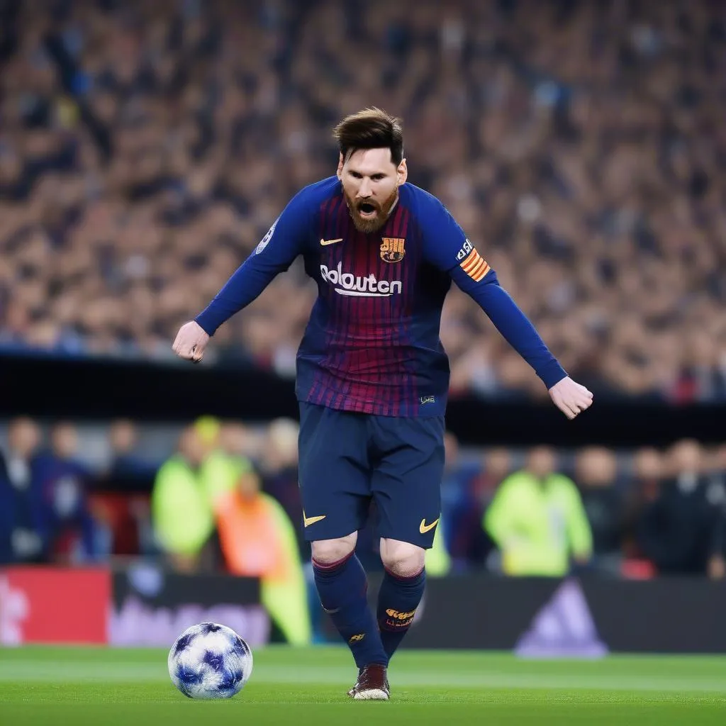 Messi ghi bàn vào lưới MU