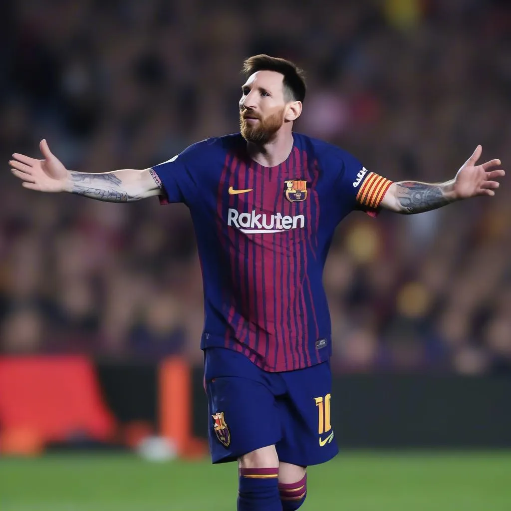 Messi ghi bàn trong trận đấu Barca vs MU 2019