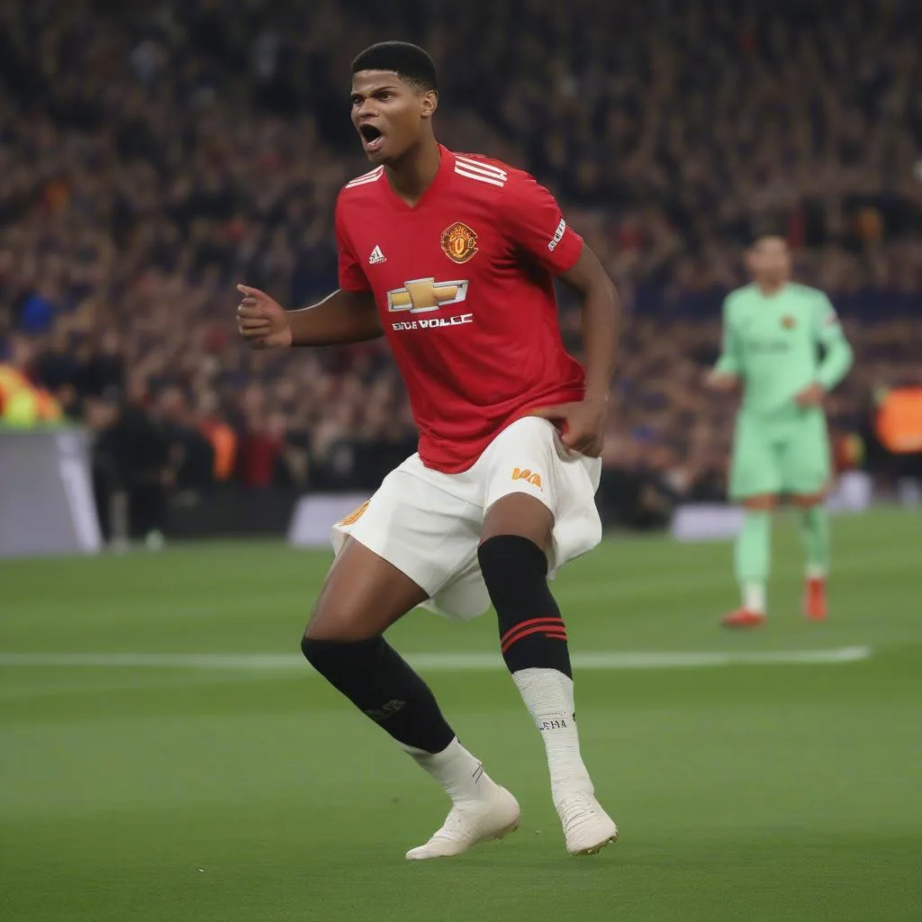 Rashford ghi bàn trong trận đấu Barca vs MU 2019