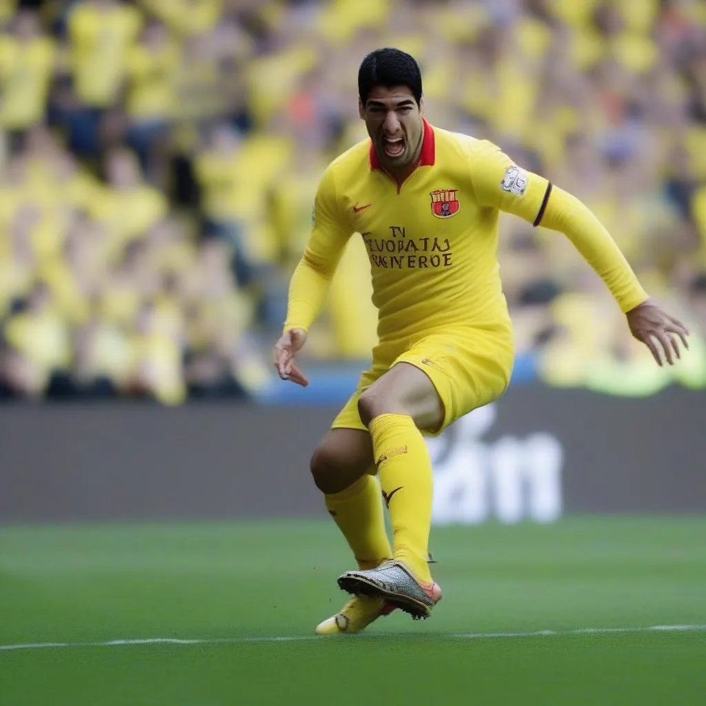 Pha sút bóng uy lực của Suarez trong trận đấu Barca vs Villarreal 