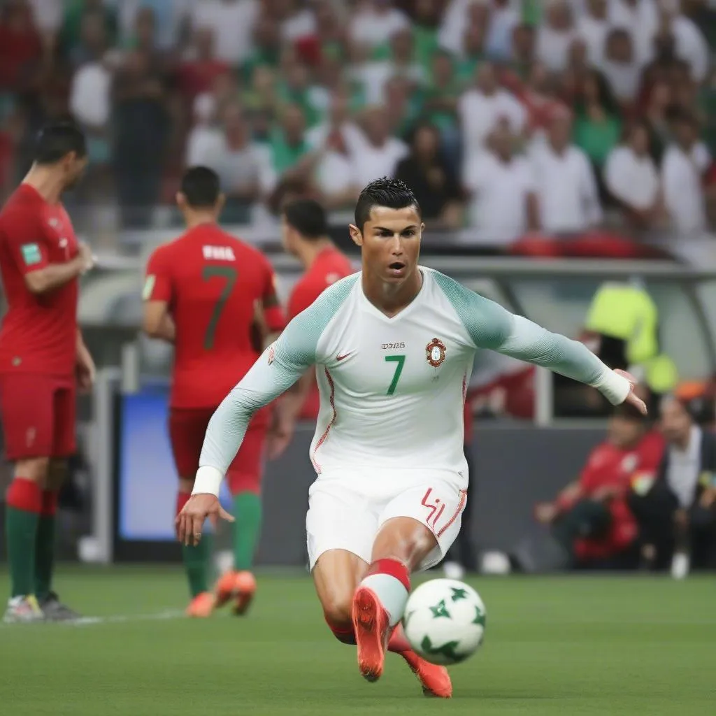 Ronaldo ghi bàn từ pha đá phạt trực tiếp trong trận Bồ Đào Nha vs Iran