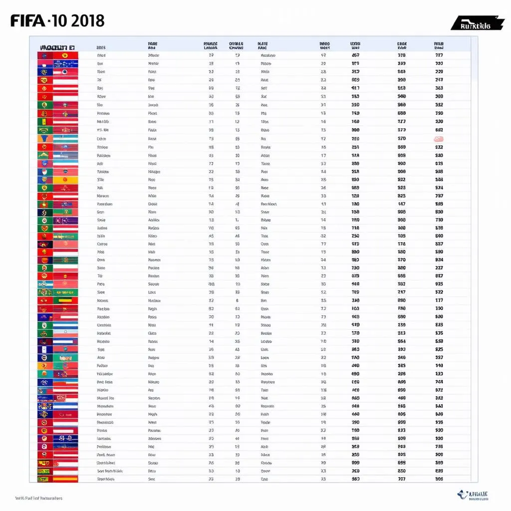 bảng xếp hạng fifa 2018