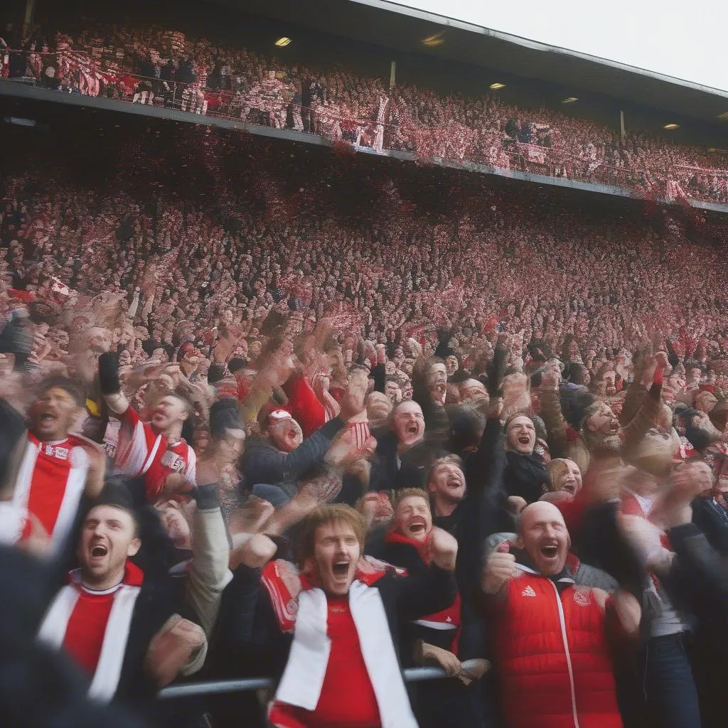 Brentford fans celebrating their victory