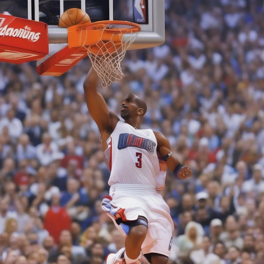 Chris Paul's iconic dunk during the NBA Finals, a testament to his skill and athleticism