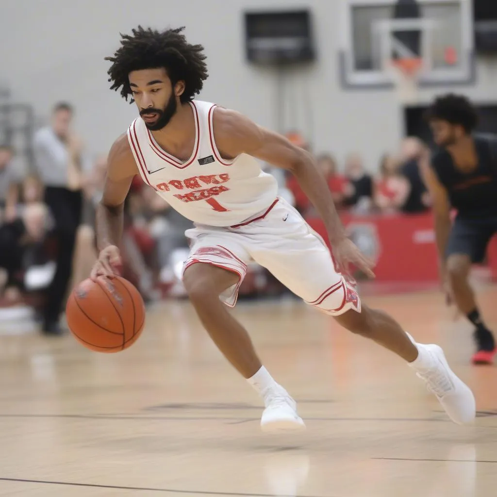 Coby White thể hiện tốc độ và sự linh hoạt khi dẫn bóng vượt qua đối thủ