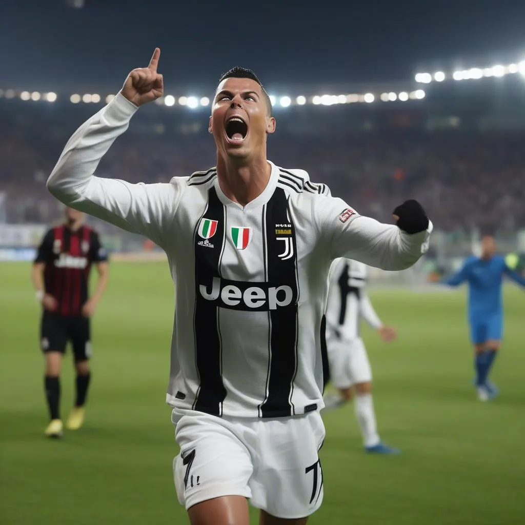 Ronaldo ghi bàn trong trận đấu Champions League