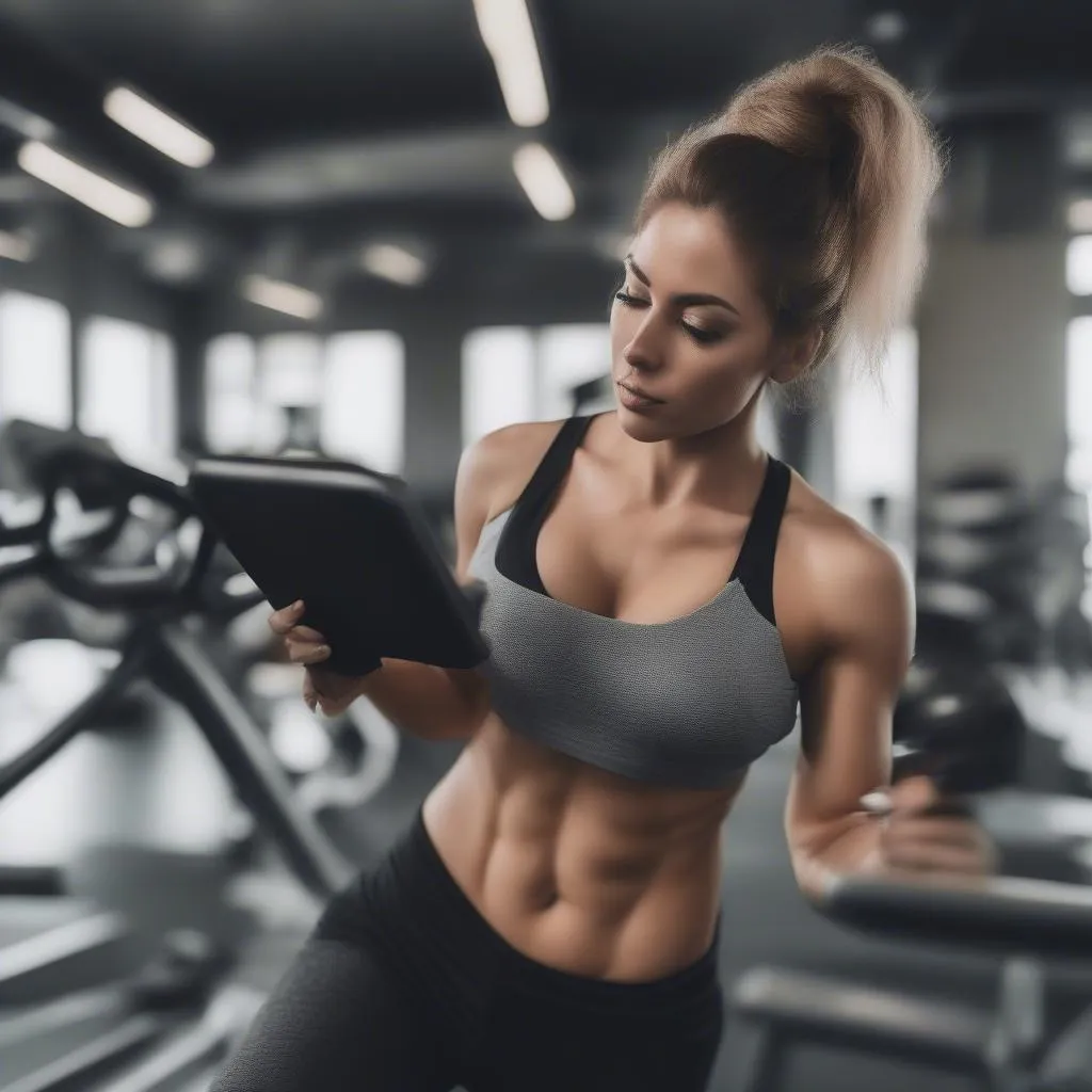 Siêu mẫu tập gym đang tập luyện