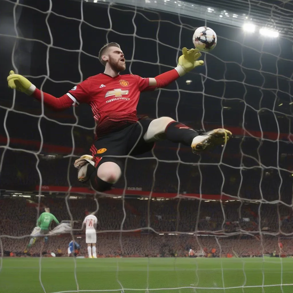 Pha cản phá bóng của De Gea