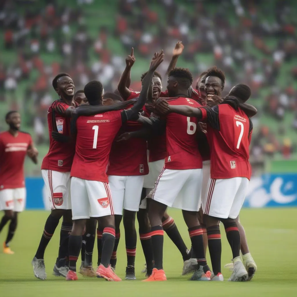 Diawara celebrating a goal with teammates