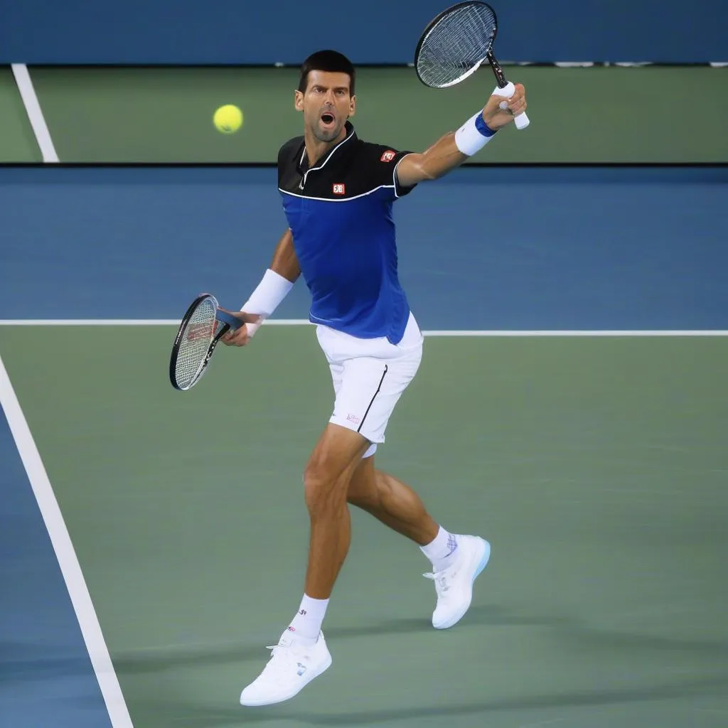 Djokovic giao bóng &quot;nổ&quot; kinh điển