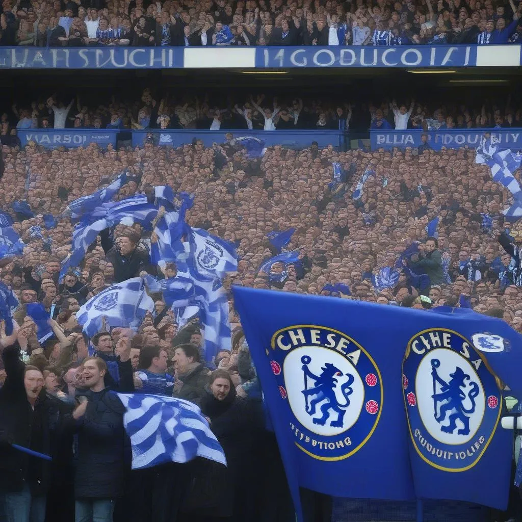 Fan hâm mộ Chelsea tại sân vận động Stamford Bridge