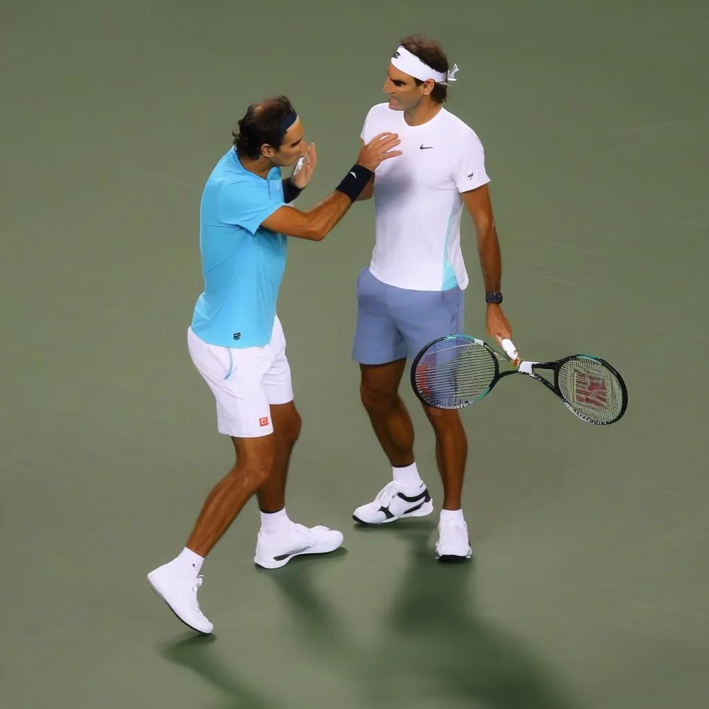 Roger Federer và Rafael Nadal trong trận chung kết Australian Open 2017