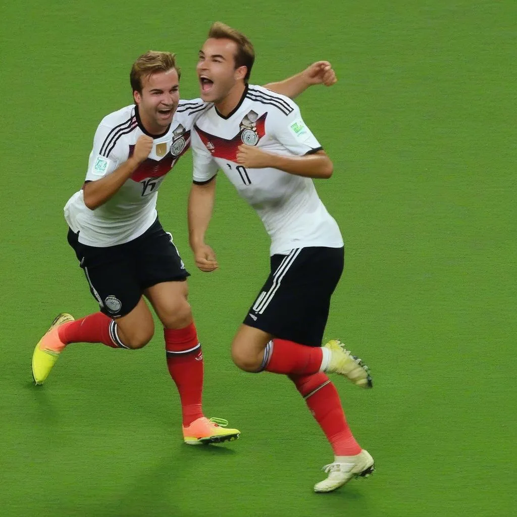 Mario Götze ăn mừng bàn thắng quyết định trong trận chung kết World Cup 2014