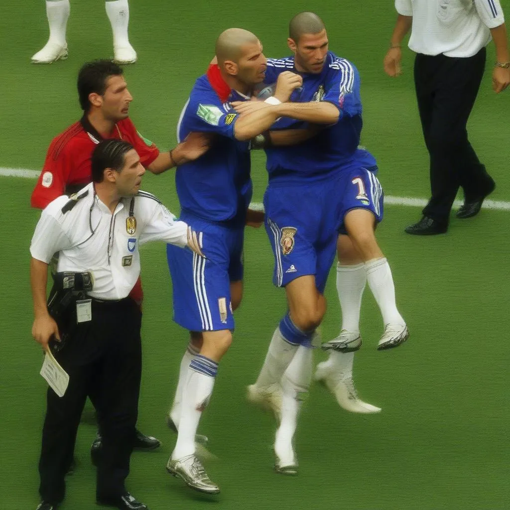 Zidane phạm lỗi với Materazzi trong trận chung kết World Cup 2006