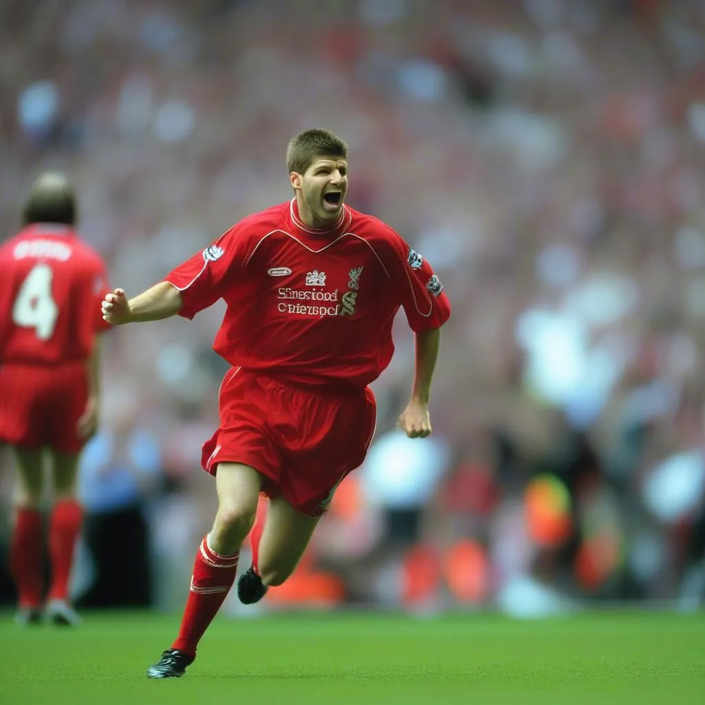 Steven Gerrard ghi bàn ấn định chiến thắng 1-0 cho Liverpool trong trận chung kết FA Cup 2006.