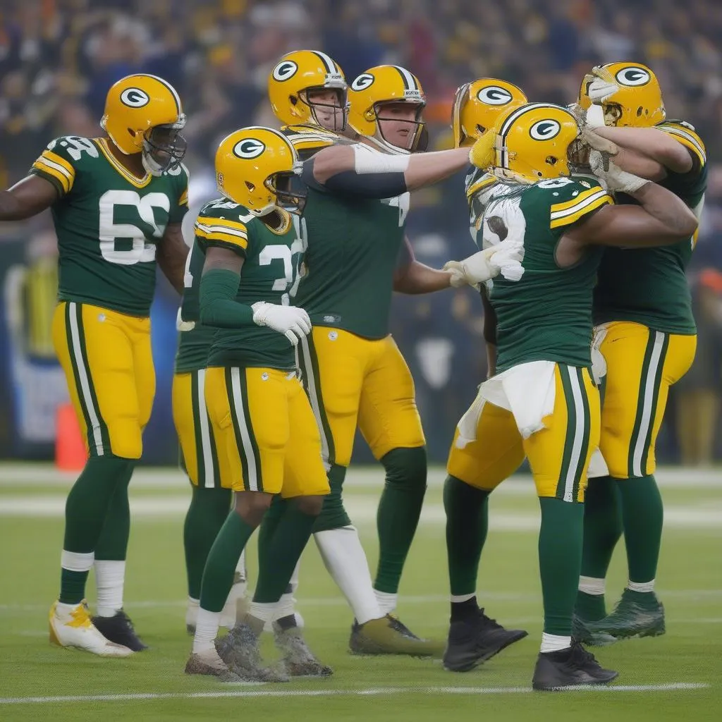 green bay packers players celebrating