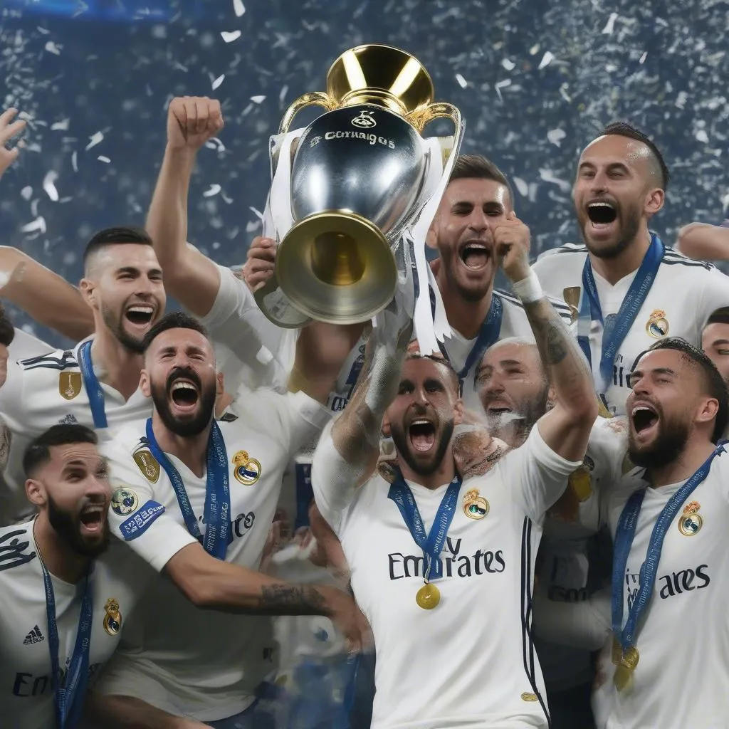 Real Madrid nâng cao chiếc cúp Champions League 2018