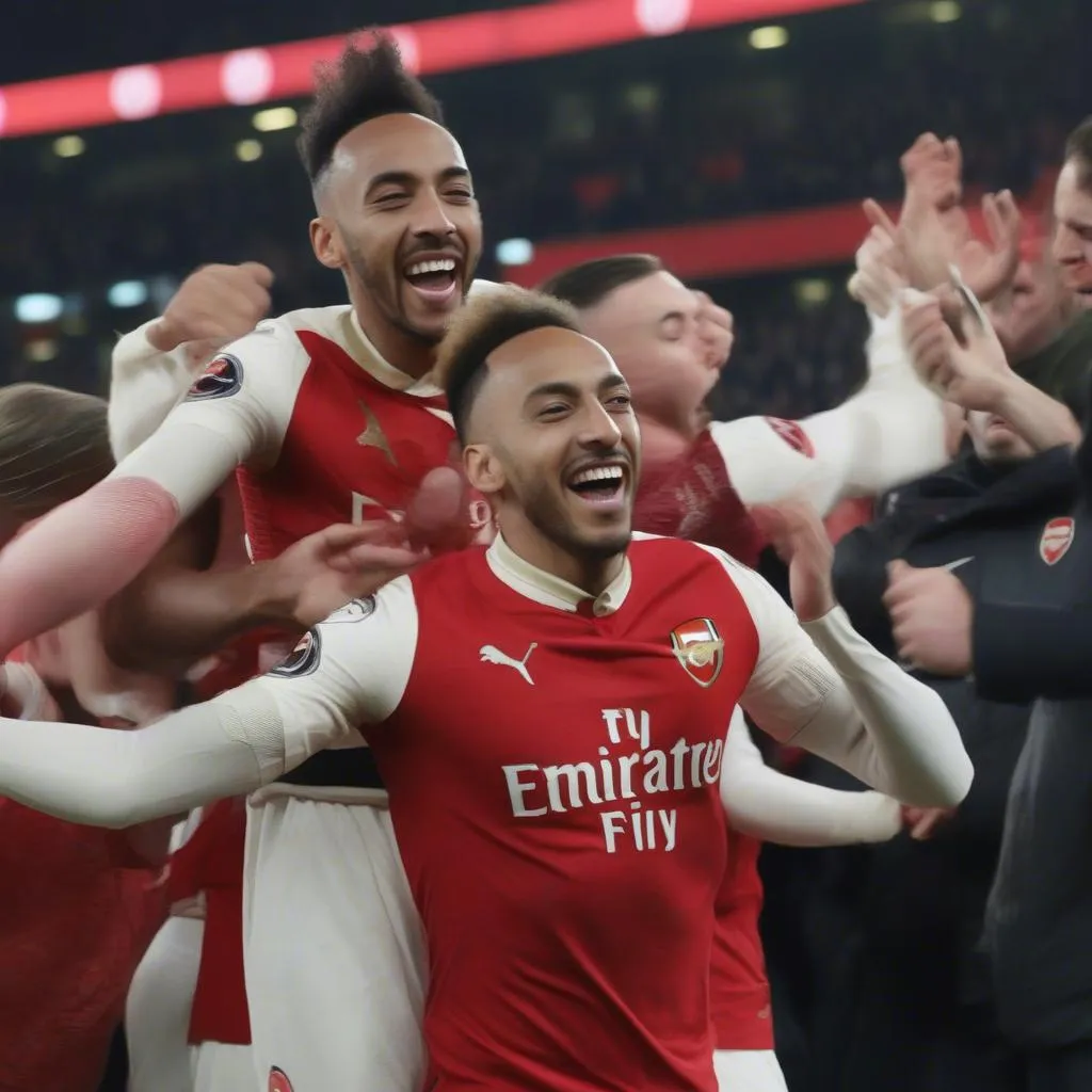 Aubameyang ghi bàn mở tỷ số trong trận đấu giữa MU và Arsenal vào ngày 29/12/2019