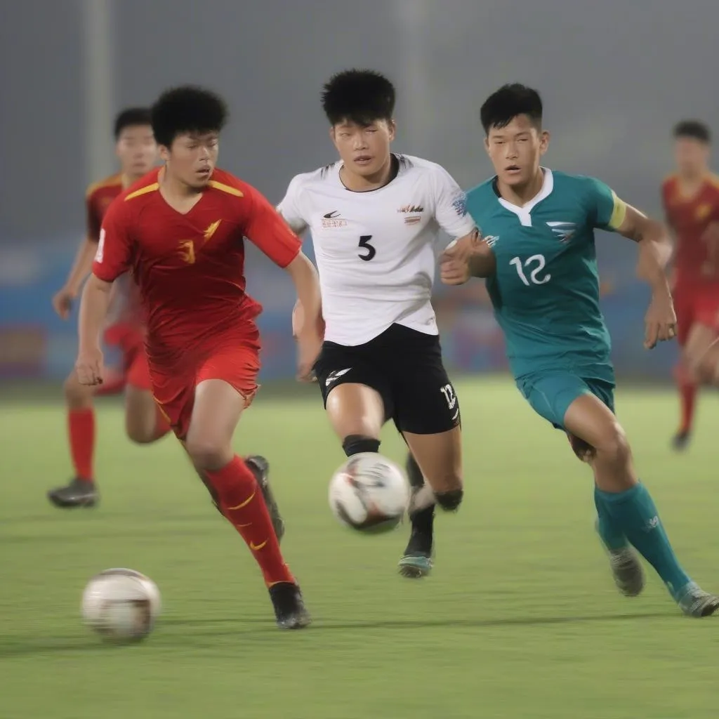 Hình ảnh minh họa trận đấu U20 Việt Nam vs U20 New Zealand, thể hiện sự quyết tâm của cầu thủ hai đội