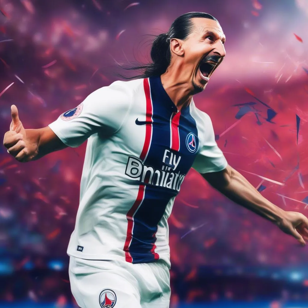 Hình nền Zlatan Ibrahimovic ăn mừng bàn thắng trong màu áo PSG