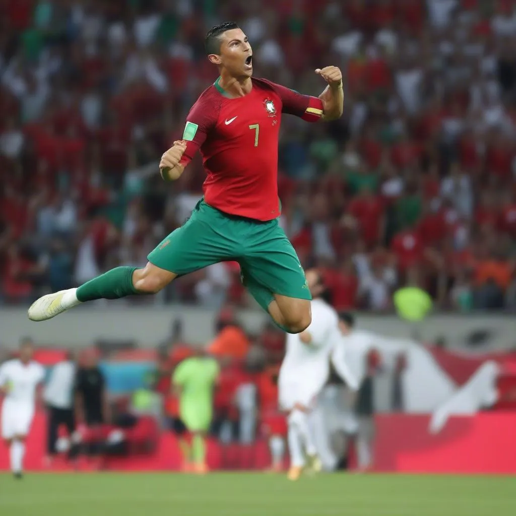 Ronaldo ghi bàn ấn tượng vào lưới Iran tại World Cup 2018