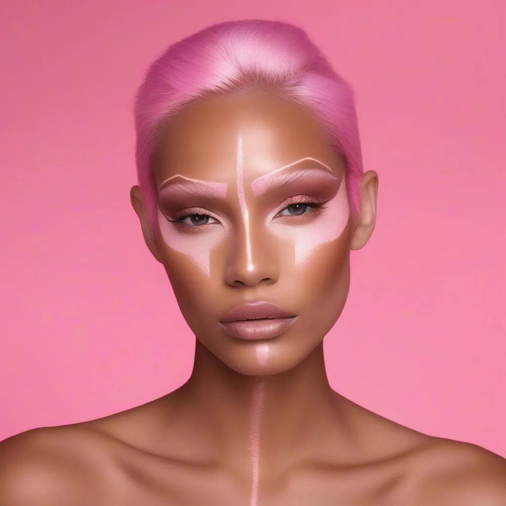 A model applying Jeffree Star Highlighter on their cheekbones and brow bones.