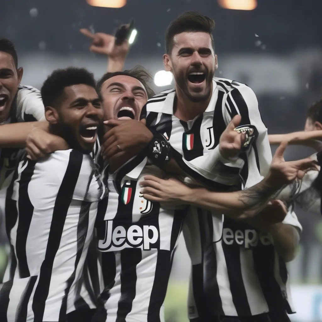 Cầu thủ Juventus ăn mừng bàn thắng