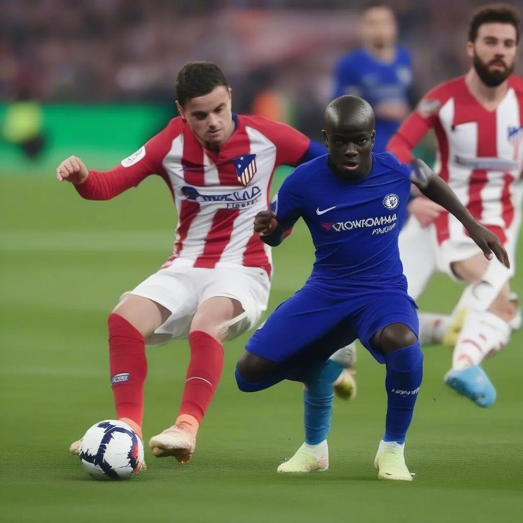 Kante ghi bàn vào lưới Atletico Madrid