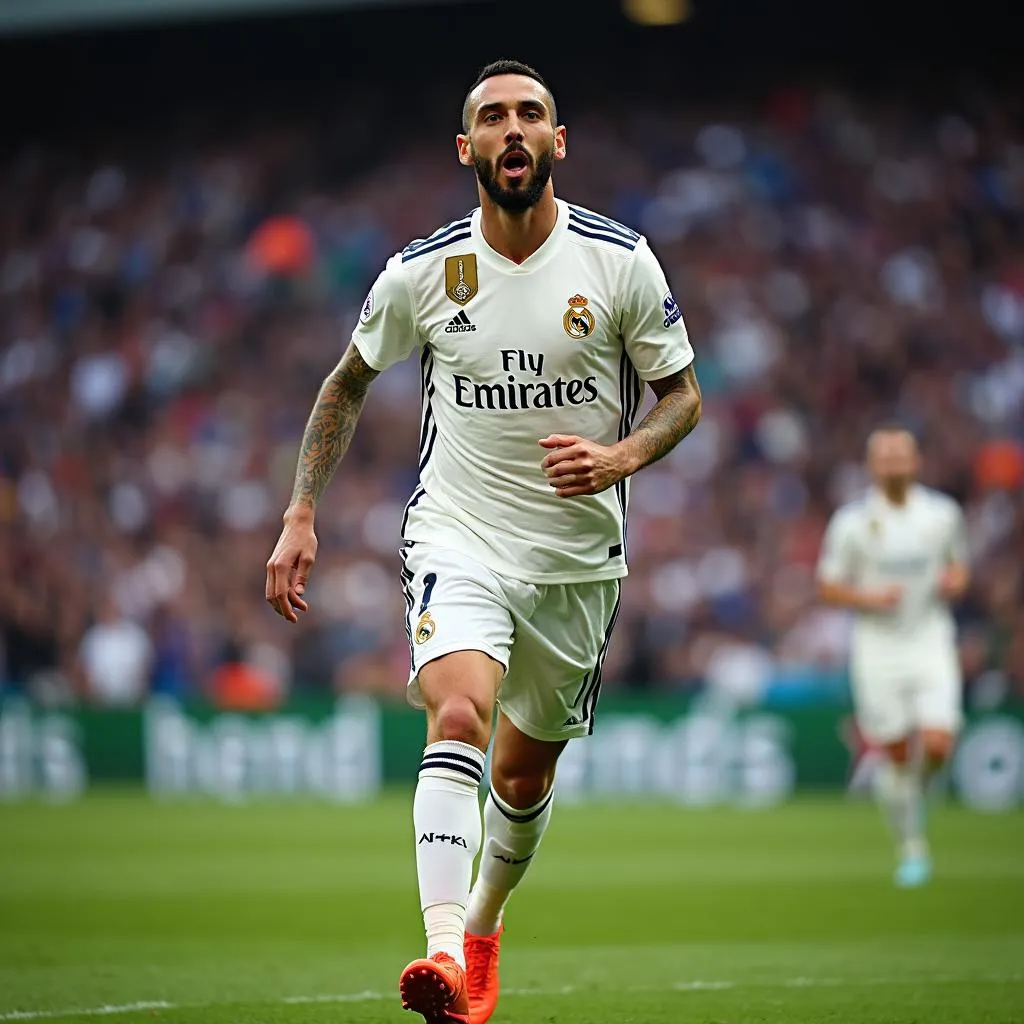 Benzema ăn mừng bàn thắng quan trọng