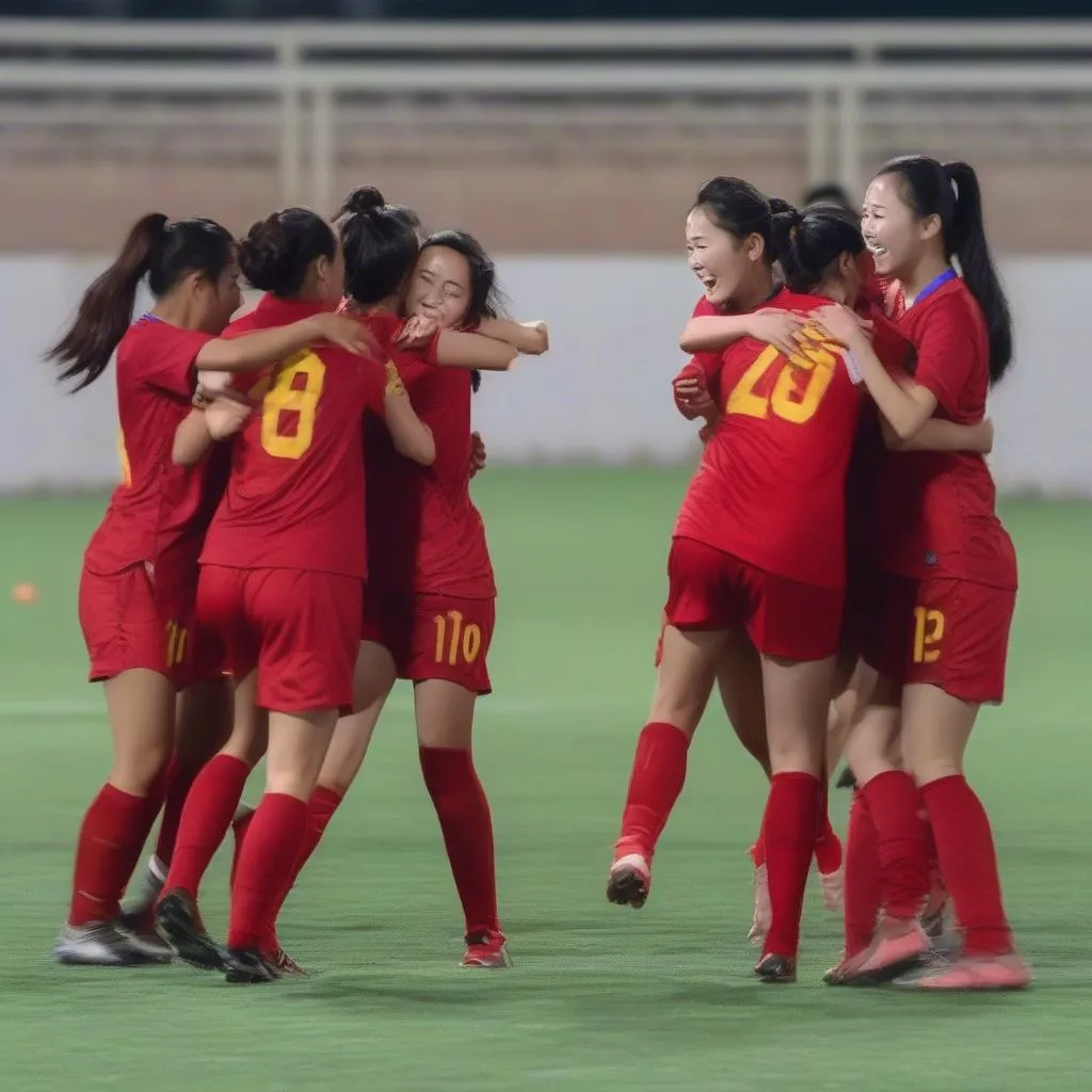 Hình ảnh đội tuyển bóng đá nữ U19 Việt Nam giành vé tham dự Vòng chung kết Giải vô địch bóng đá nữ U19 châu Á 2023