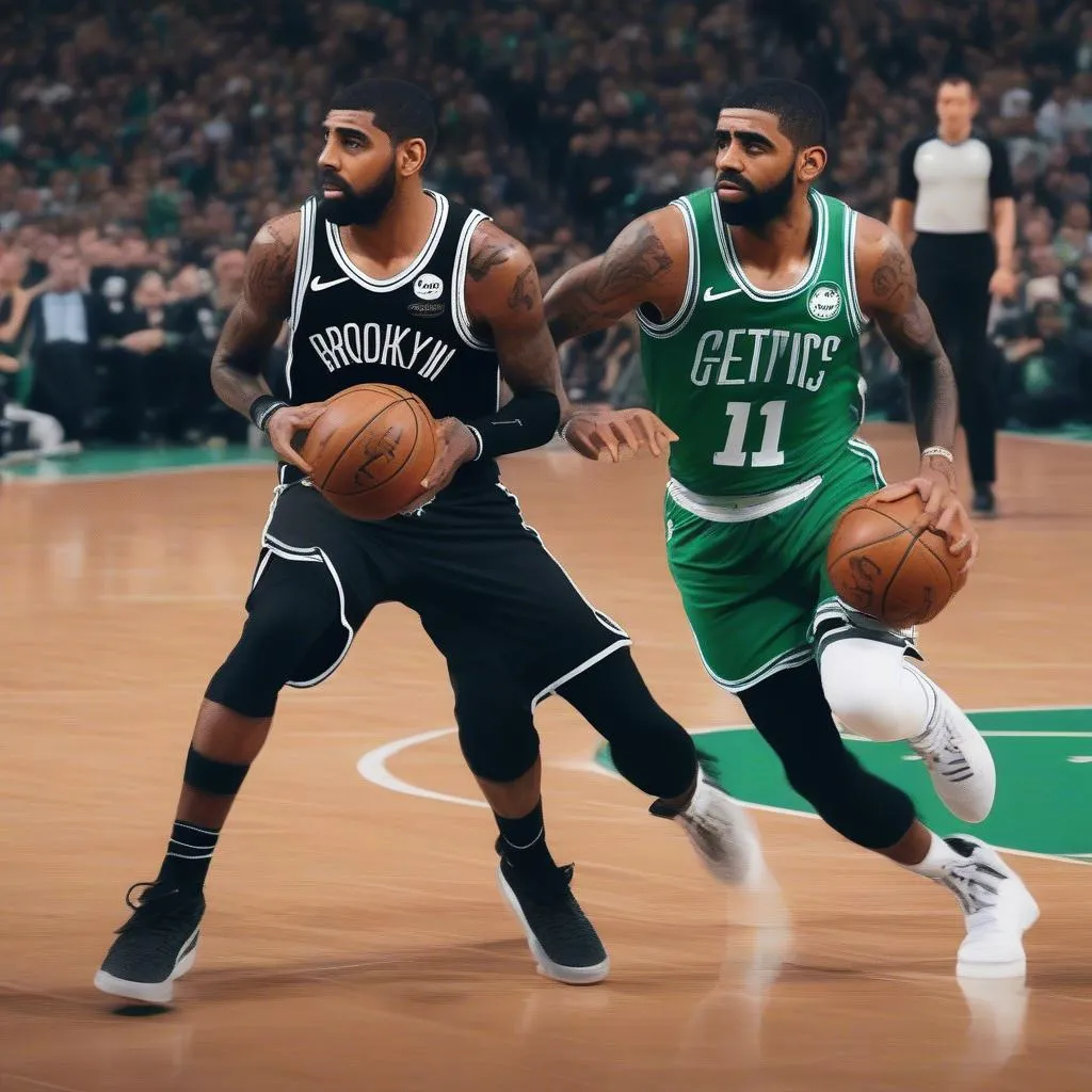 Kyrie Irving thực hiện kỹ thuật rê bóng 