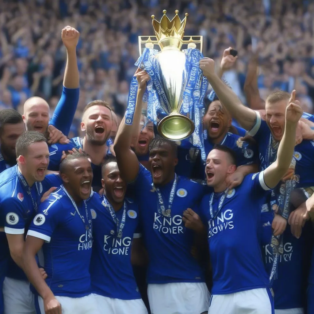 Leicester City nâng cao chiếc cúp vô địch Ngoại hạng Anh mùa giải 2015-2016