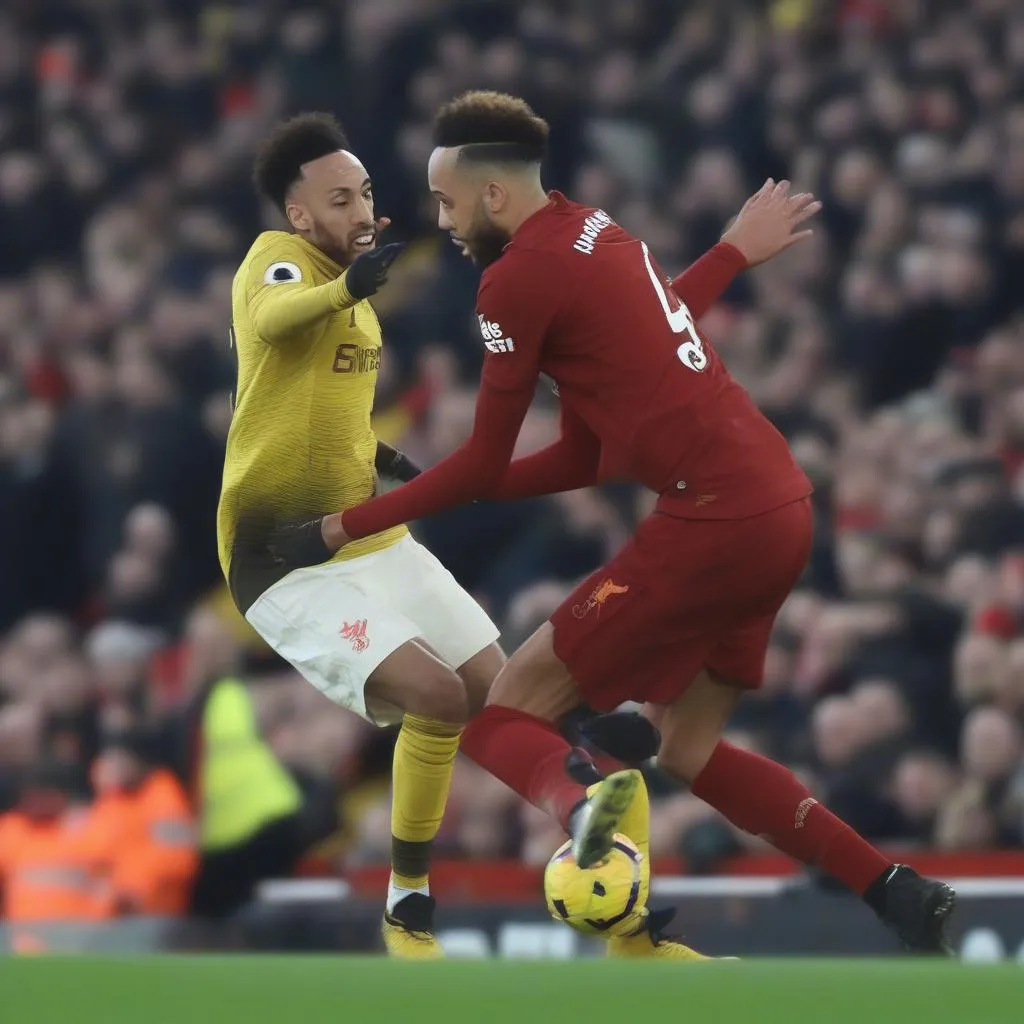 Highlight Aubameyang missed a clear chance to score against Liverpool in 2018