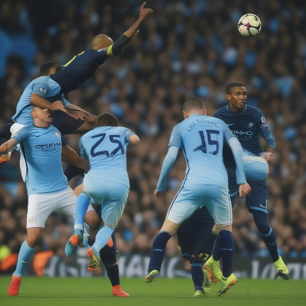 Cầu thủ Man City trong trận đấu tại Champions League mùa giải 2015