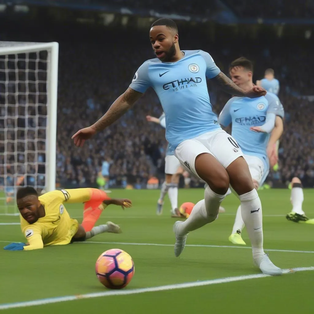 Sterling ghi bàn mở tỷ số cho Man City