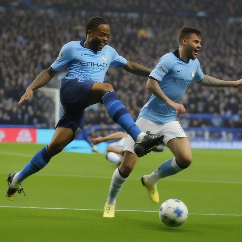 Bàn thắng của Sterling trong trận đấu giữa Manchester City và Schalke 04