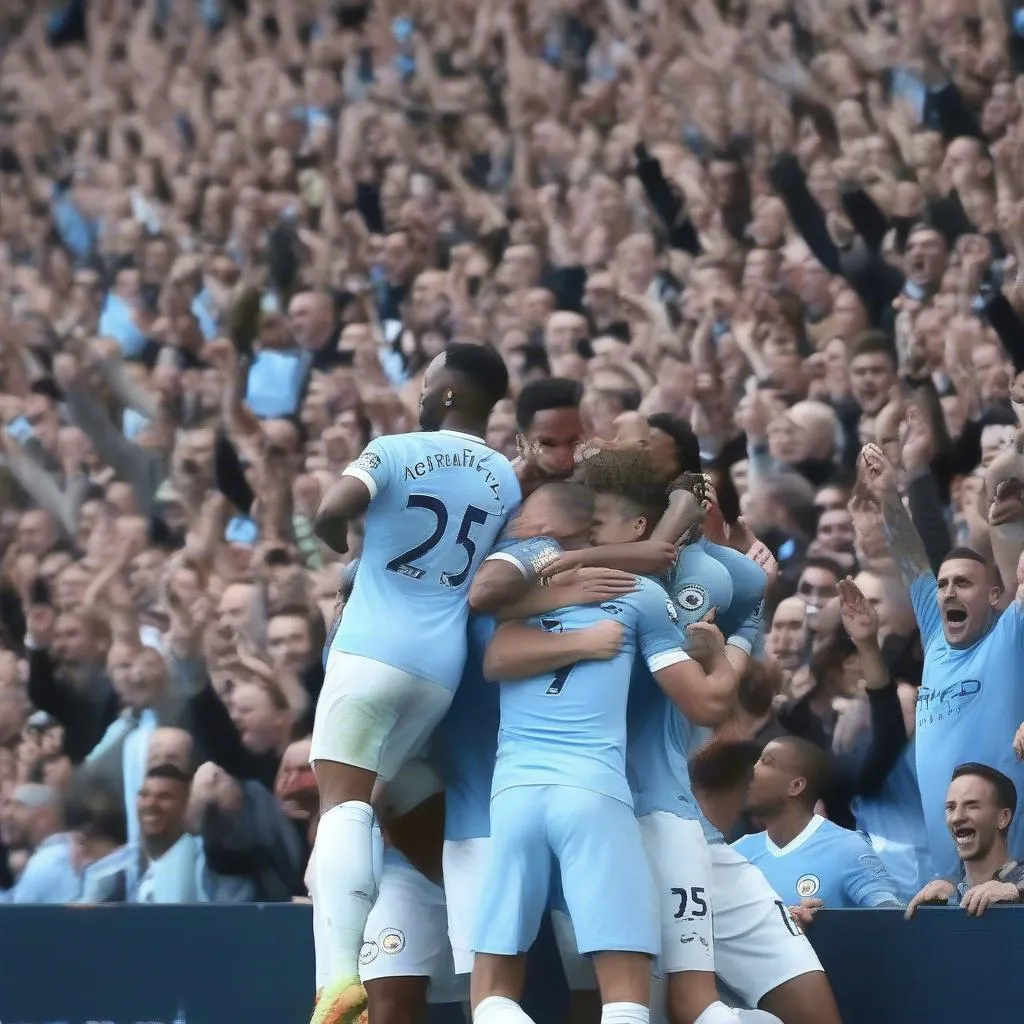 Manchester City celebrating