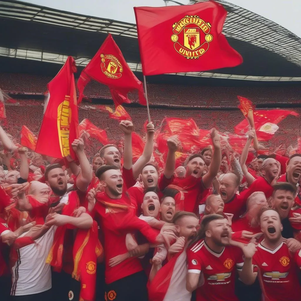 Manchester United fans celebrating victory