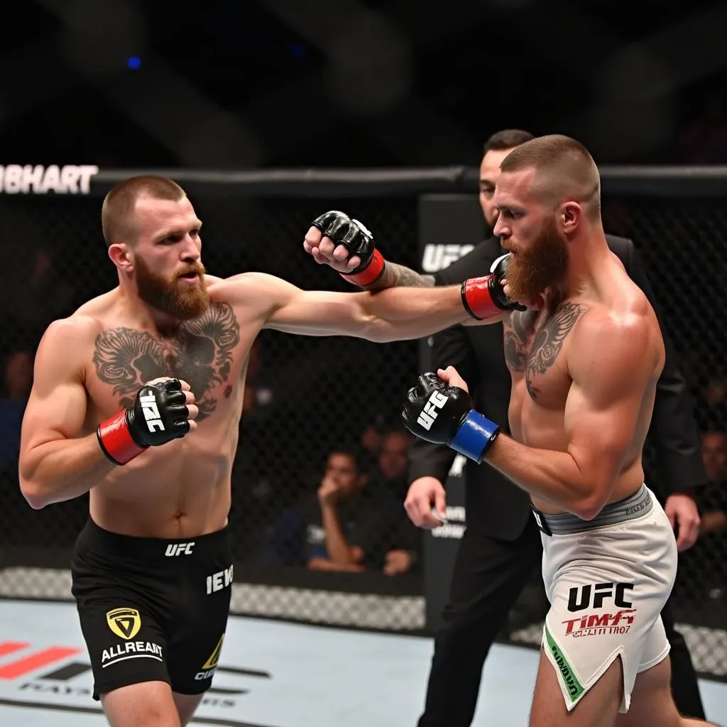 McGregor tung đòn về phía Diaz