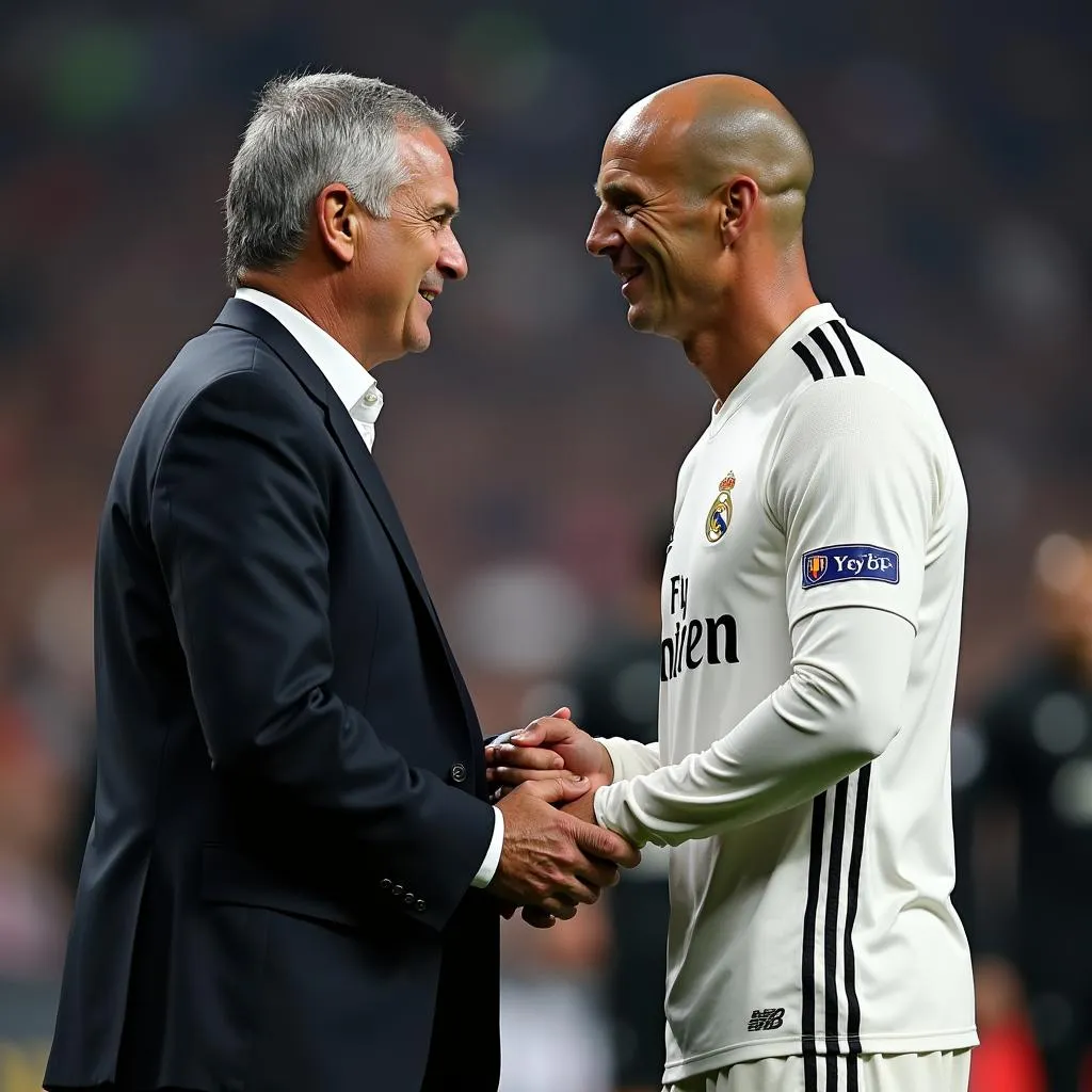 Mourinho và Zidane bắt tay sau trận đấu