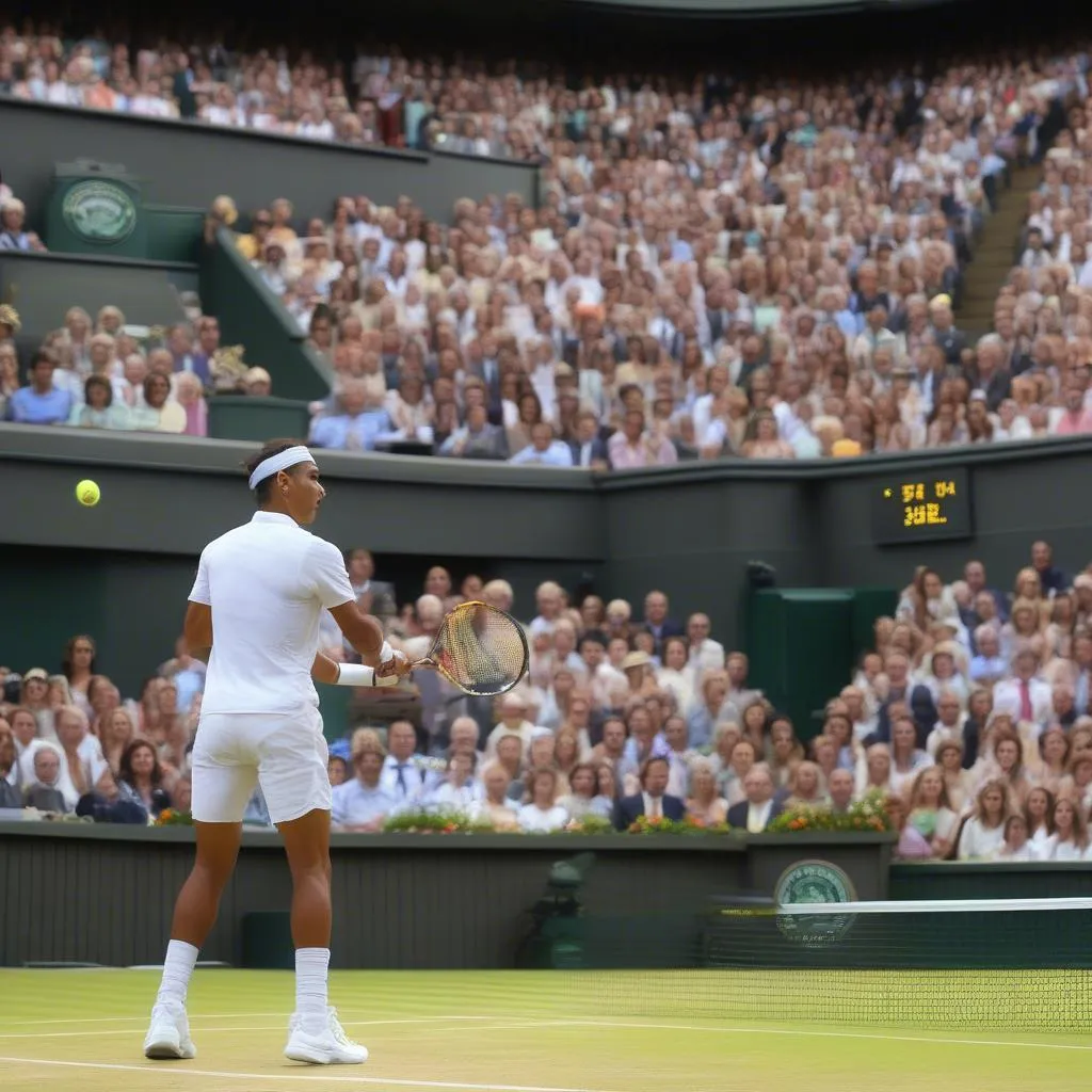 Hình ảnh trận đấu giữa Nadal và Kyrgios tại Wimbledon 2014