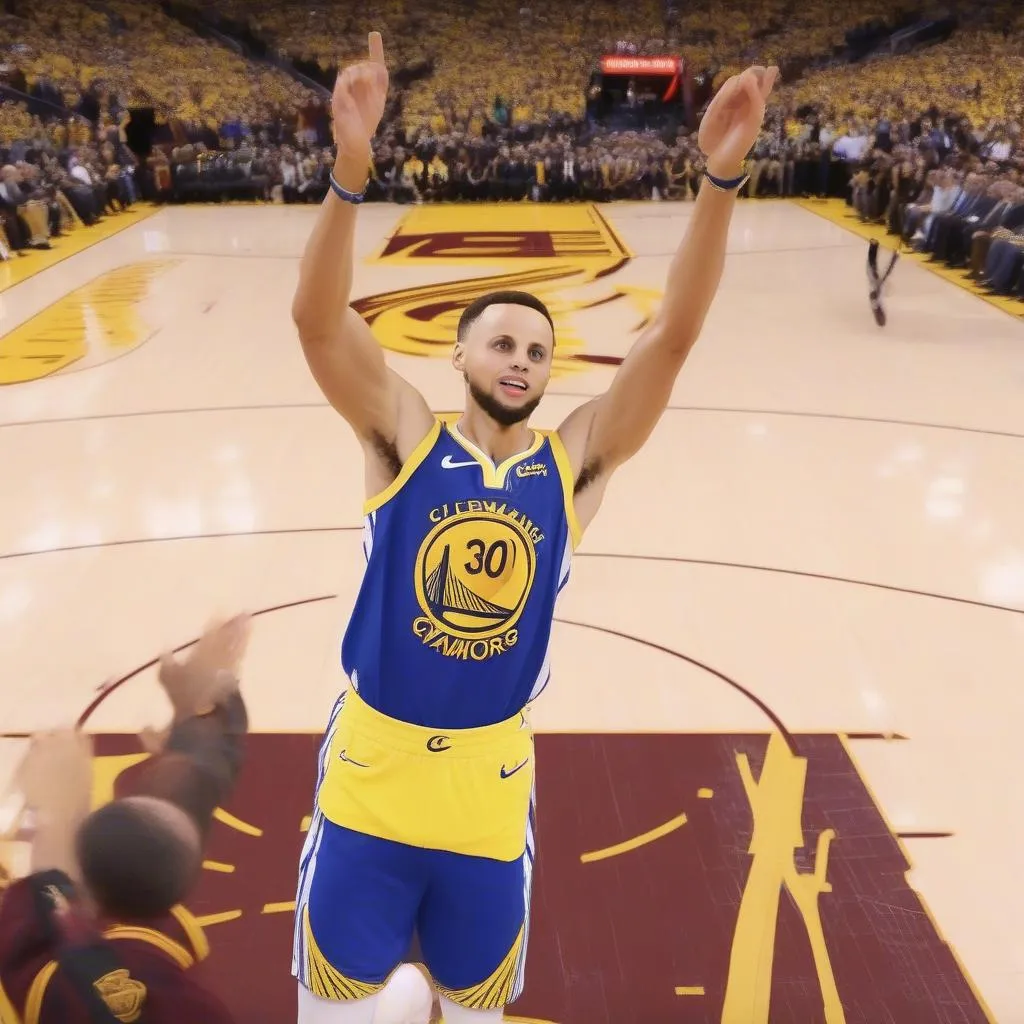 Pha ném 3 điểm "ma thuật" của Stephen Curry trong trận đấu với Cleveland Cavaliers tại NBA Finals 2018