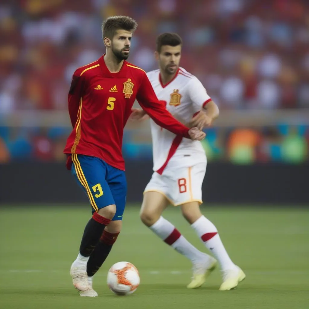 Gerard Pique trong màu áo đội tuyển Tây Ban Nha