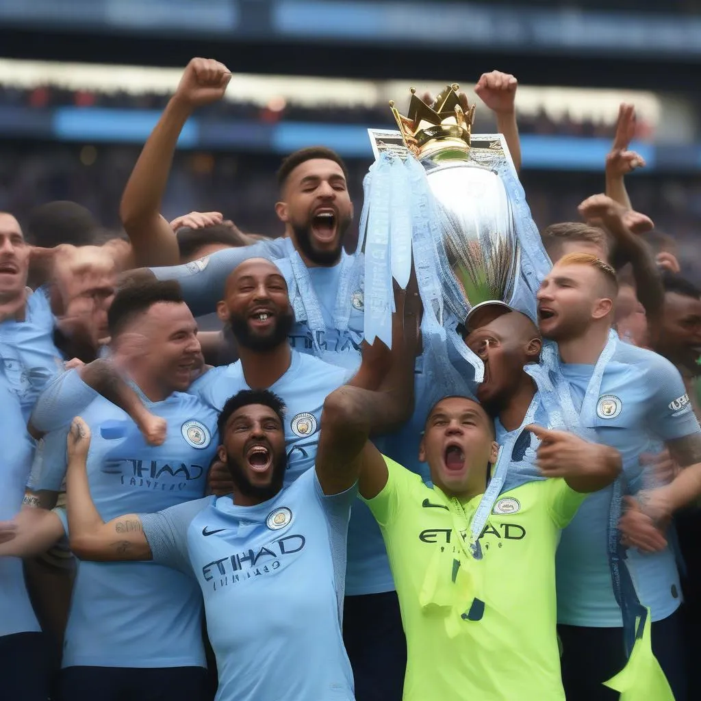 Manchester City ăn mừng chức vô địch Premier League 2018