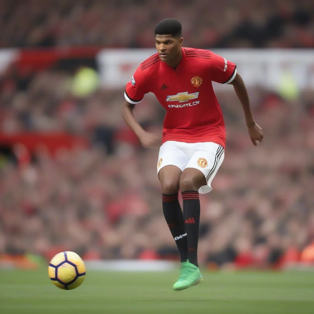 Marcus Rashford thi đấu trên sân Old Trafford